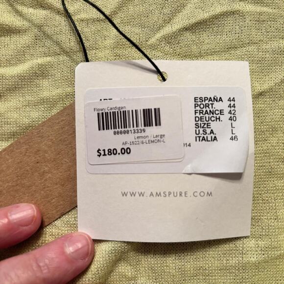 AMS Pure Flowy Open Cardigan Lemon Women's Size L Boho, Peasant NWT - Picture 6 of 15